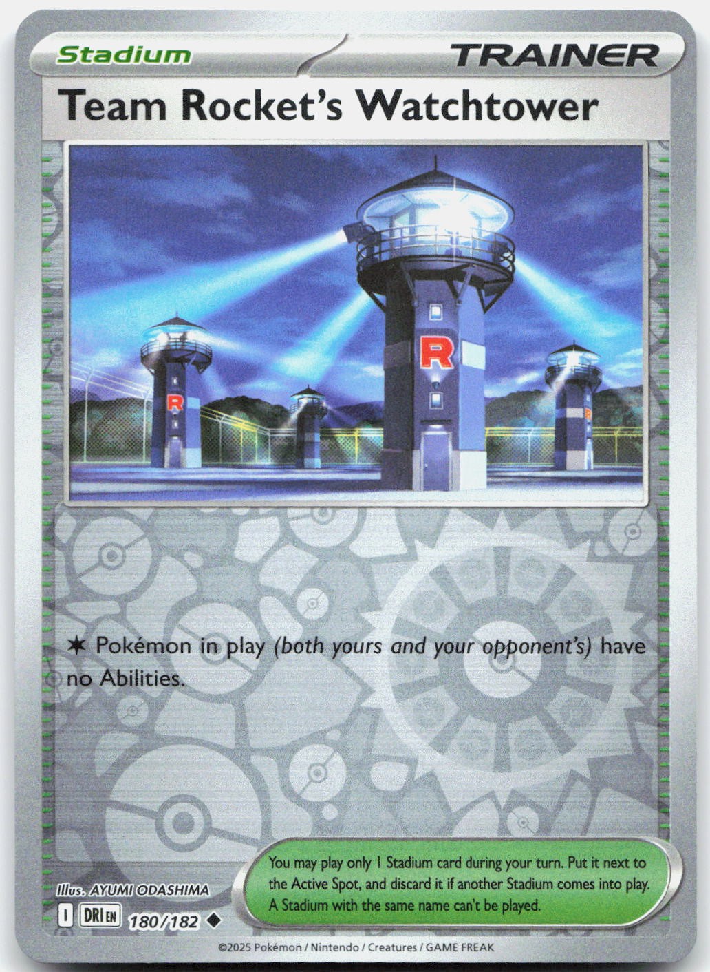 Team Rocket's Watchtower 180/182 Destined Rivals Pokemon Reverse Holo NM