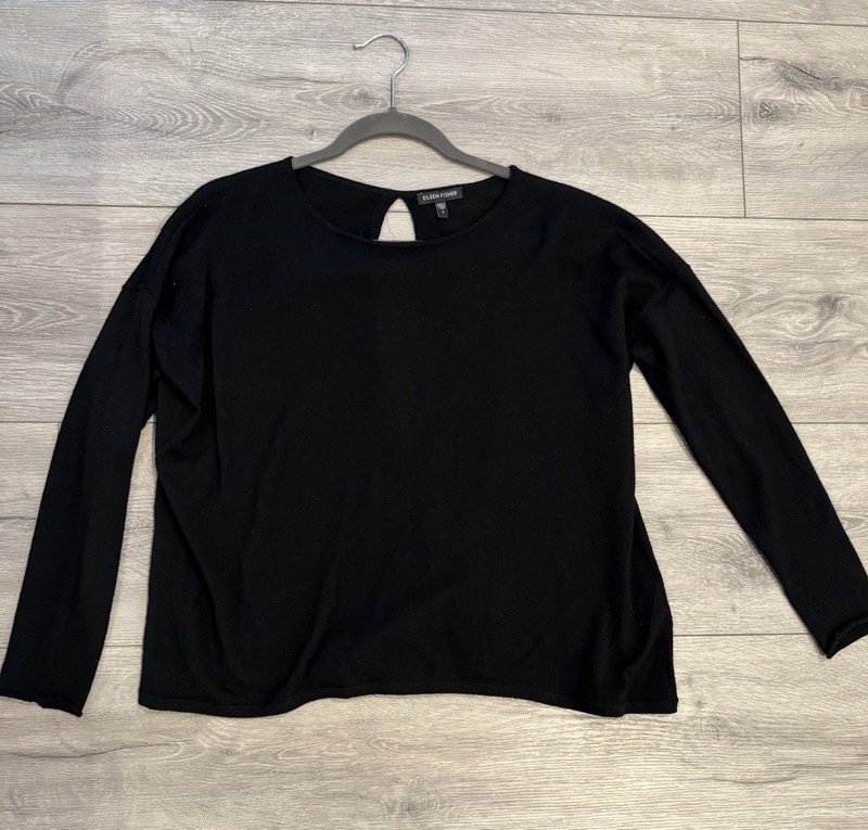 Eileen Fisher Open Back Sweater - 100% Merino Wool Italian
