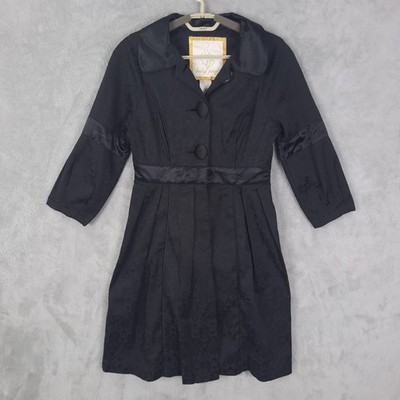 Baby Phat Y2K Black Brocade Trench Coat/dress Size Small