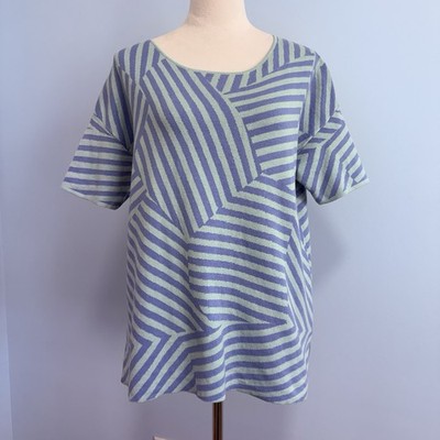 SOFT SURROUNDINGS CALLIOPE STRIPE SWEATER TEE SOFT BLUE STAPE SIZE S