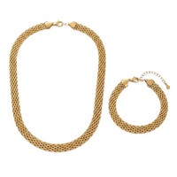 Schmuckset Damen Gold Halskette Edelstahl Armband Damenschmuck Kette Modern