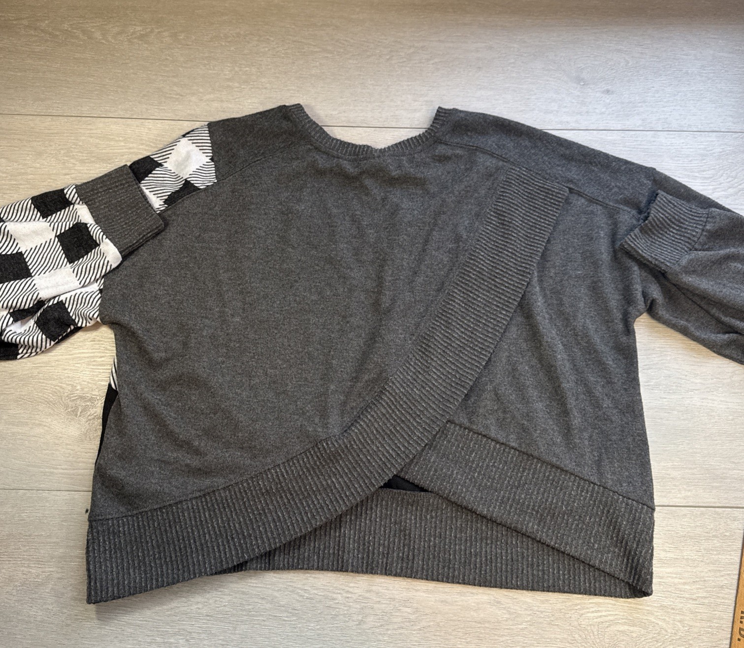 Disney XL Gray Black Patchwork Pullover Sweater C… - image 4