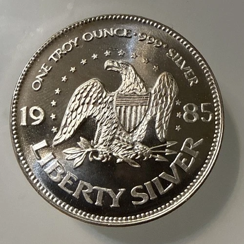1985 Amark Mint Eagle Liberty Bell A-Mark Vtg Bullion-0.999 Silver 1 Oz Art Coin