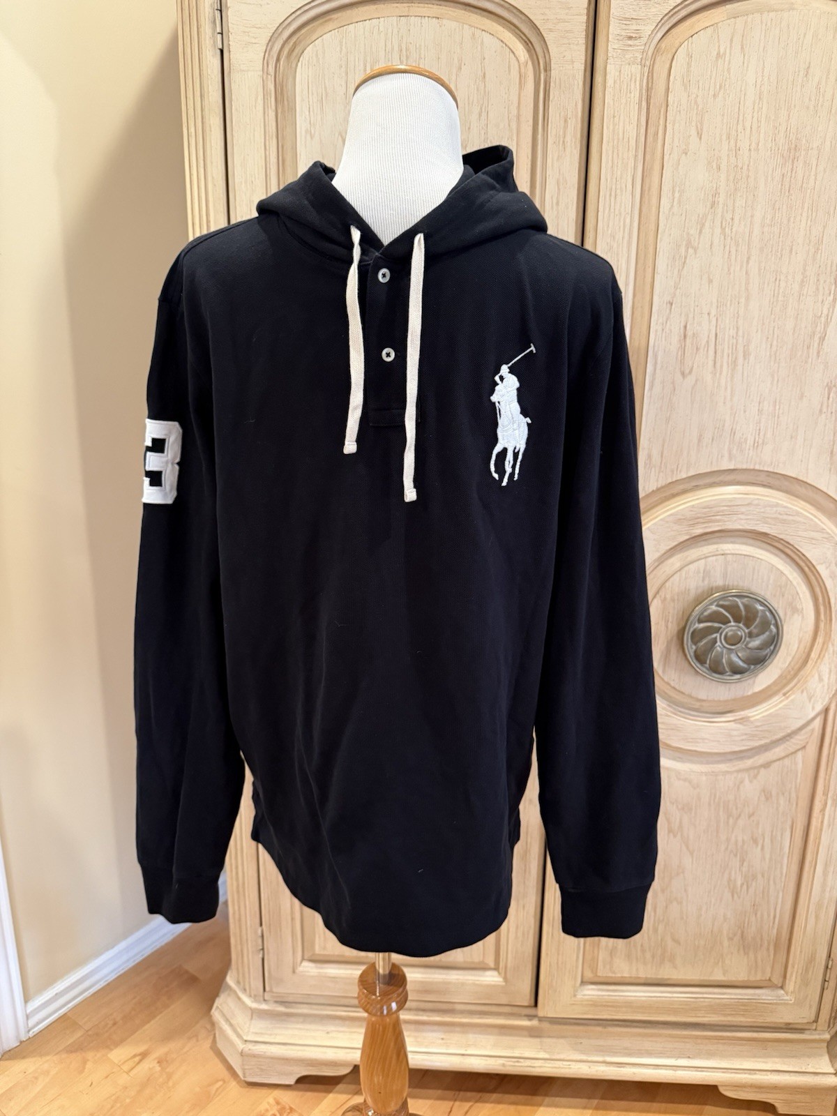 Polo Ralph Lauren nuova con etichette felpa maglietta Big Pony blu pullover #3 rugby uomo small