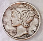 Uncirculated 1944-D Denver Mint Silver Mercury Dime
