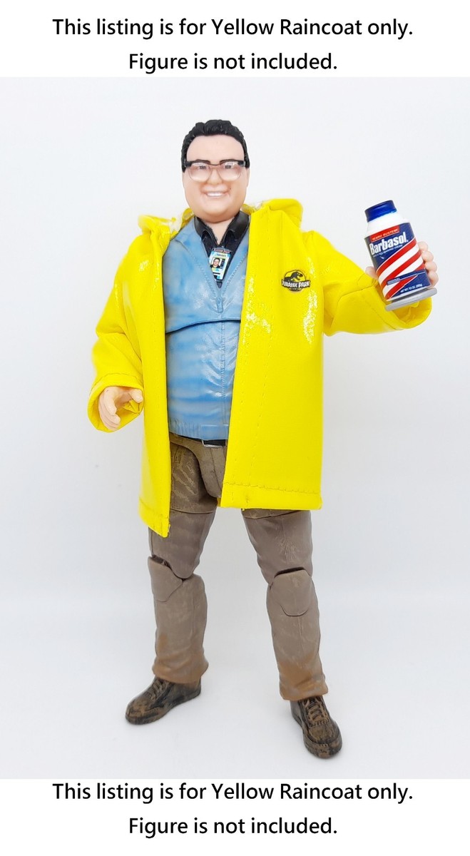 Mattel Jurassic Park Dennis Nedry Dedicated Yellow Raincoat UK