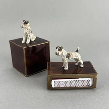 Vintage Portable Ashtray Germany Dog Terrier Match Cover