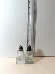 Vintage Crystal Salt and Pepper Shakers with Sterling Silver Tops