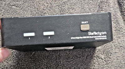StarTech 2 Port Dual Link DVI USB KVM Switch Audio SV231DVIUAHR High Res Unit On
