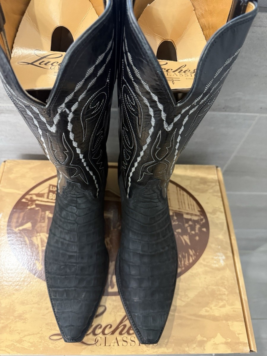 Handmade Lucchese Classics Western Boots Black Caiman Alligator Men’s 10.5 Lucchese Classics Men main image 3