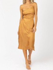 Endless Blu. O-Ring Satin One Shoulder Midi Dress Size S