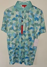 NEW - Redvanly Polo Shirt "Dawson" Blue White Camo Malibu Golf Mens Size Small