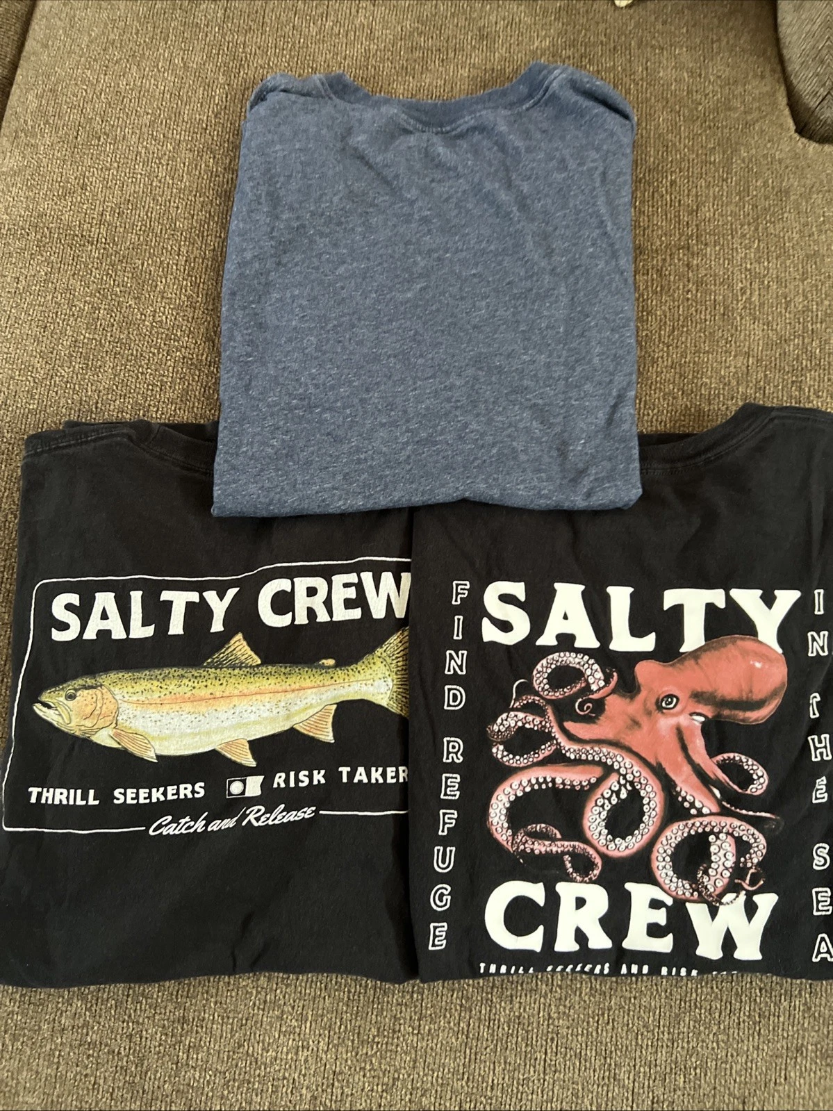 Lot Of 3 Salty Crew & Nike Short Sleeve T Shirts Mens Medium Fishing Boating