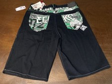 Vtg 90s Y2K Mens 40 Ecko Unlimited Black Jean Shorts Baggy Skate Jorts