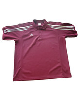MEN S ADIDAS CLIMALITE 3-STRIPE POLO SHIRT, SIZE L Large Burgundy Gray