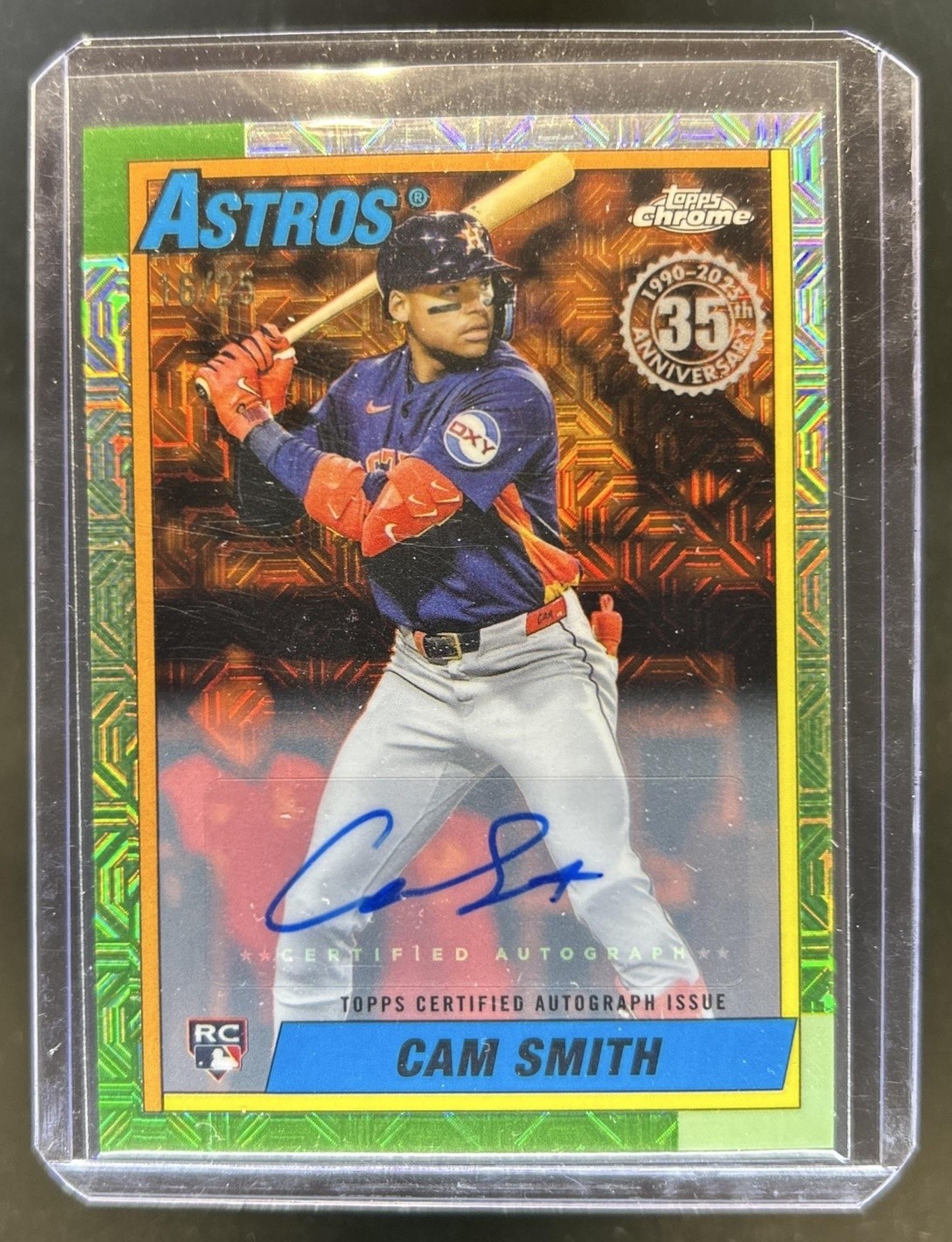 2025 Topps Update Cam Smith Silver Pack 1990 Chrome Auto RC Orange Refractor /25