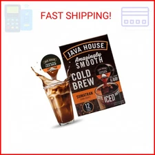 JAVA HOUSE Dark Roast Sumatran Cold Brew Pods, (12 Count) Peel and Pour Pods Hot