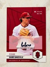 GABE GAECKLE 2025 ONIT Arkansas Baseball Red Parallel On Card AUTO #'d to 50 QTY