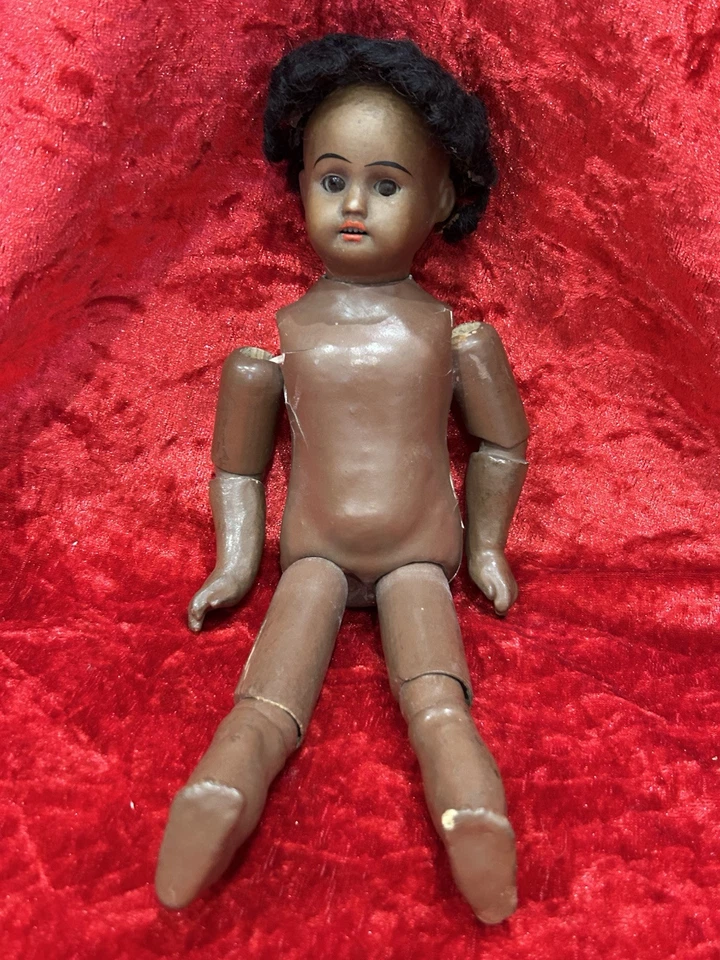 RAVISSANTE PETITE POUPÉE ANCIENNE SIMON HALBIG NOIRE 24 CM - Photo 3/4