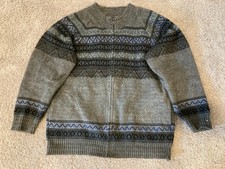 Vintage Rumi ahui Ecuador Alpaca Wool Blend Full Zip Knit Sweater Gray Men's L