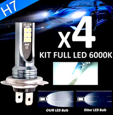 KIT X4 LAMPADINE H7 LED 110W 6000K 12V FARI FANALI CANBUS LUCE BIANCA AUTO MOTO