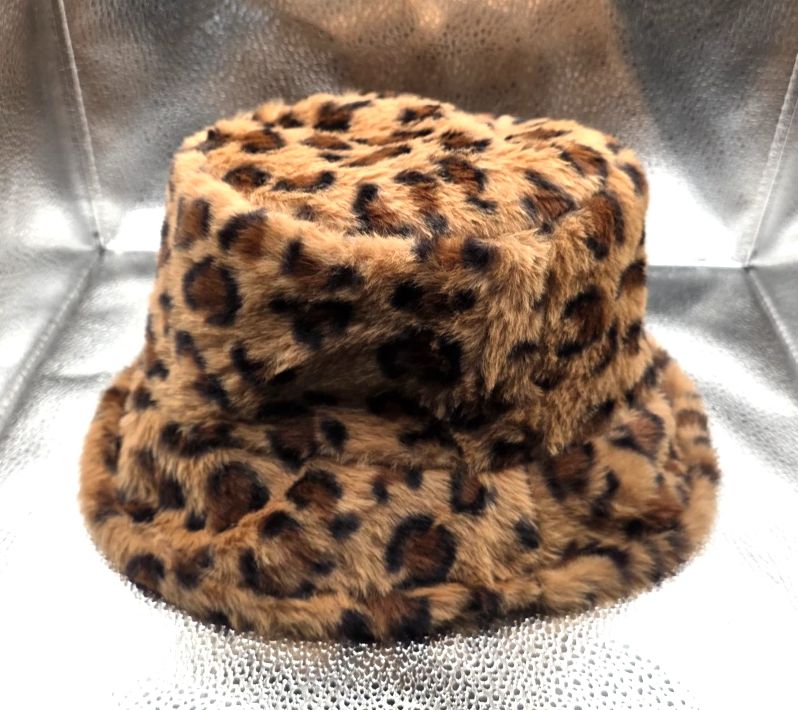 Vintage Liz Claiborne Bucket Hat Womens Leopard Faux Fur Animal Print Plush Soft Vintage Liz Claiborne Bucket Hat Womens Leopard Faux Fur  main image 3