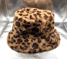 Leopard Print Women'S Bucket Hat - Warm Winter Hat with Adjustable Pull-On NEW