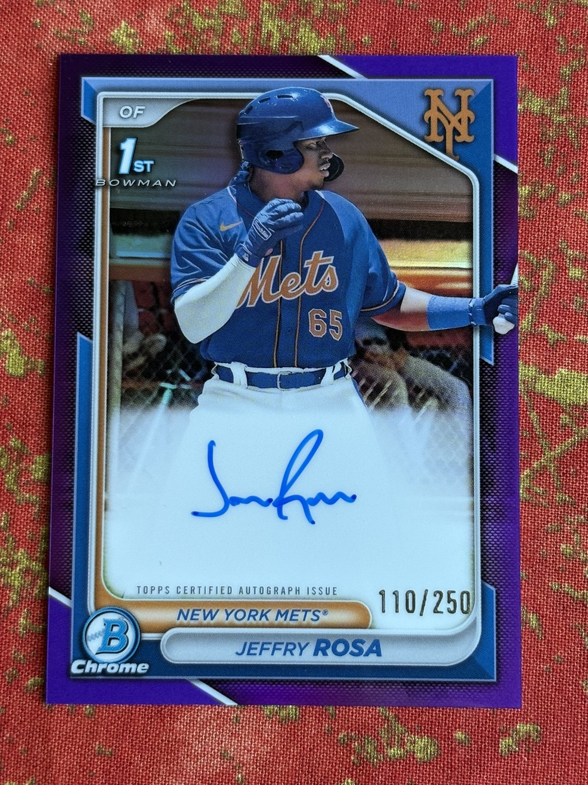 2024 Bowman Jeffry Rosa Chrome Auto Purple /250 #CPA-JRO 1st New York Mets