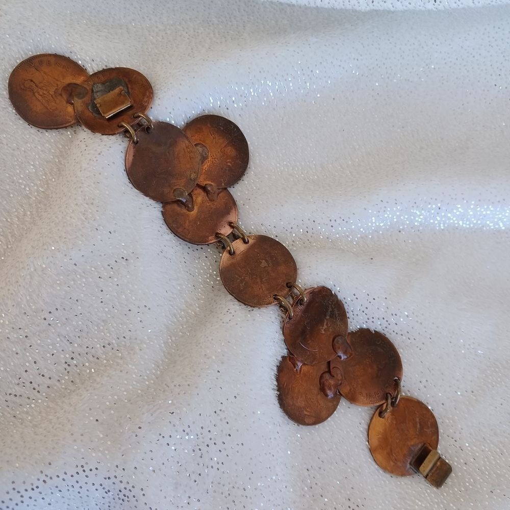 Bracelet Statement Oxidized Copper Turquoise Tone… - image 3