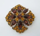 Vintage Topaz Rhinestone Brooch