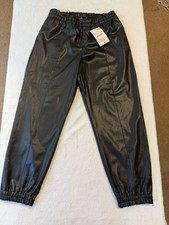 ZARA Faux Leather Jogger Pants Women  s Medium Black Elastic Waist New