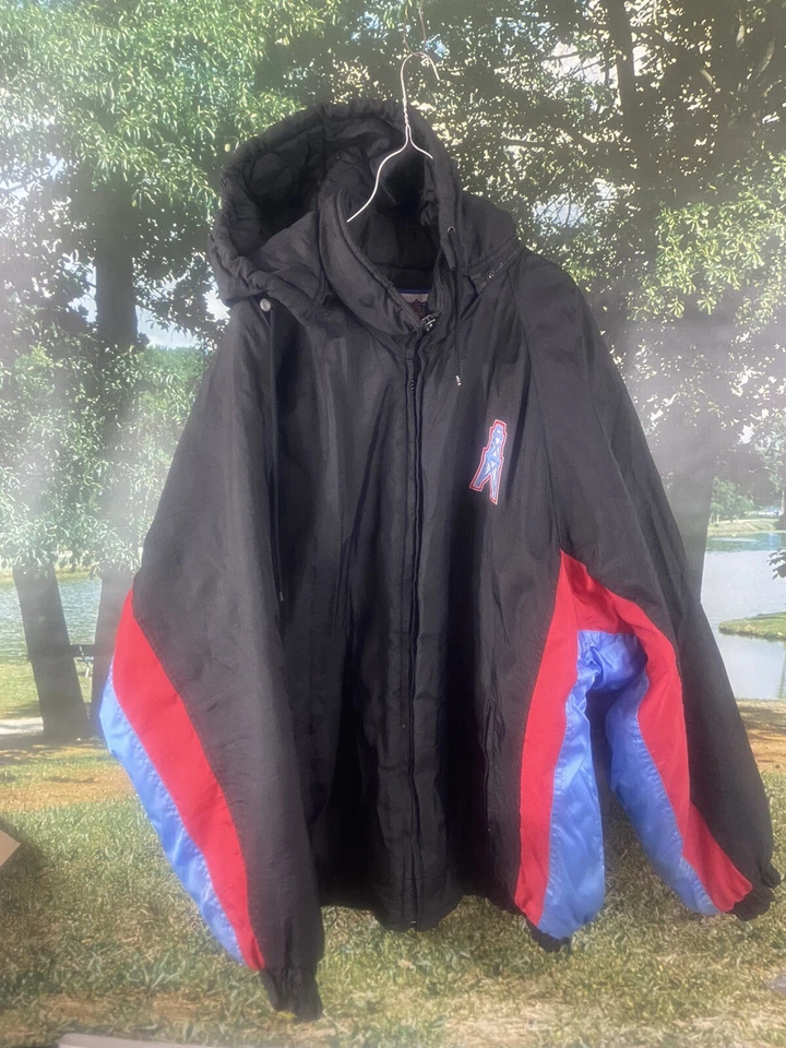 Vintage NFL Tennessee Oilers Logo 7 2XL Detachable￼ Hood Jacket Houston RARE - Image 2 of 4