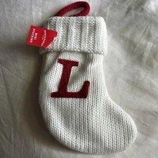 Letter L Knit Monogram Mini Stocking White Wondershop Xmas Holiday Target 8"