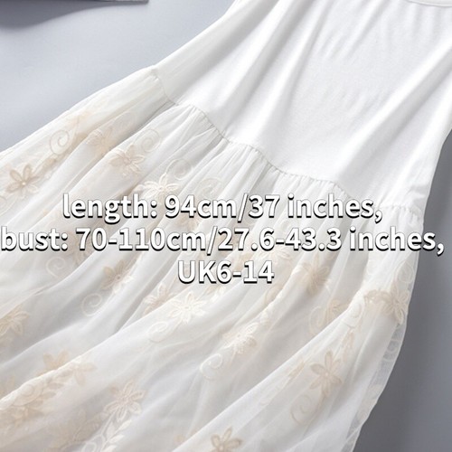 Femme Robe Extension Long Débardeur Floral Dentelle Bord Maille Couche - Picture 6 of 14