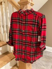 Old Navy NWT Teen 10/12 / Wmn's XS Tunic Length Tartan Plaid Flannel Shirt