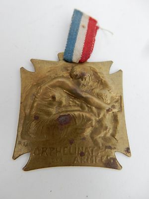 RENE LALIQUE KLEINE MEDAILLE 1. WELTKRIEG -- ZUM SAMMELN VON WAISENGELDERN - AUTHENTISCHER ARTIKEL 