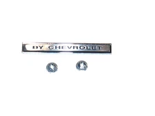New Chevelle front header emblem BY CHEVROLET metal chrome 69 1619