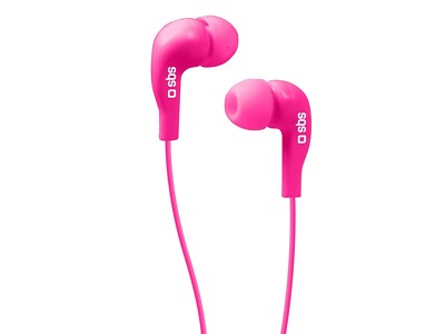 SBS In Ear Kopfhörer Anrufe/Musik mit Kabel, 3,5mm  - pink mit Antworttaste-NEU+