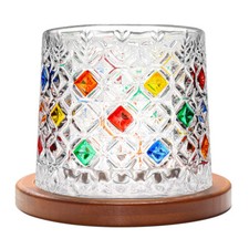 Crystal Whiskey Glasses 275ml Rum Glass Cup Tilted Bar Rotatable Rocking Tumbler