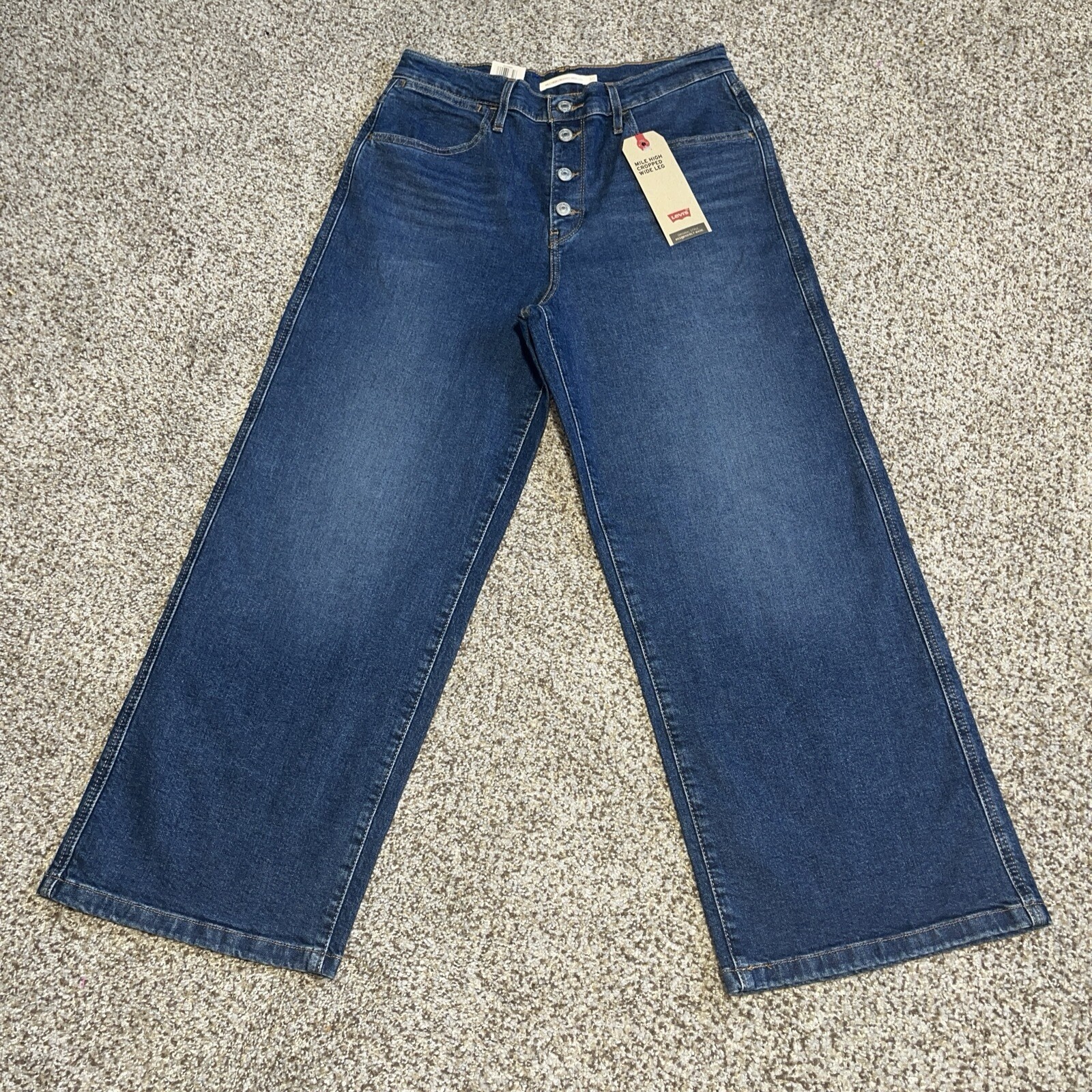 Levi’s Mile High Cropped Wide Leg Dark Wash Jeans Womens Size 30 NWT