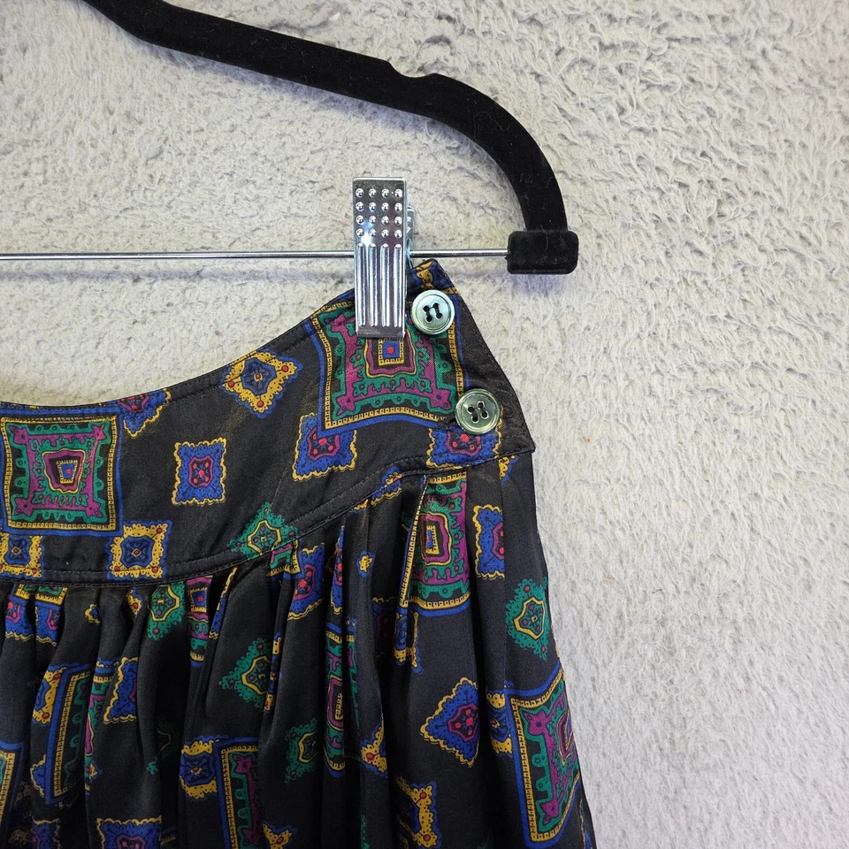 Falda Liz Claiborne Mujer 10P Negra Satén Geométrica Usable Arte De Colección Boho Foto 4 de 4