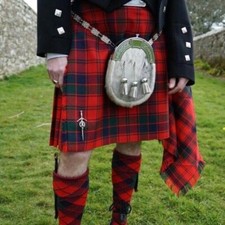 Robertson Red Modern Tartan Kilt - 8 yards 16oz Heavy Weight Traditional Kilt