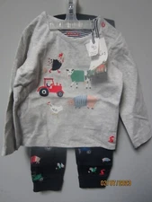 Joules Baby Boy 2-Piece Byron Grey Farm Set Size Age 12-18M