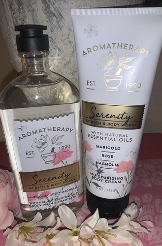 Bath & Body Works Aromatherapy SERENITY Body Cream Wash Foam Bath Set- RARE🌷 - Imagen 4 de 5