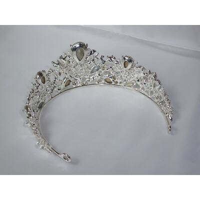 Rhinestone tiara crown Princess Tiara ,Floral Rhinestone Crown Bridal Headpiece Amazon.com: Janefashions Large Floral Clear White Austrian  main image 2