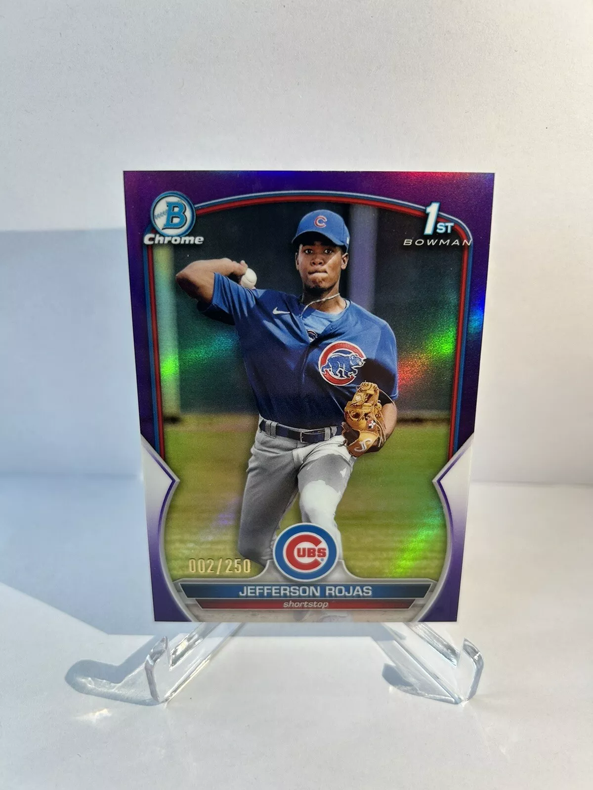 2023 Bowman Chrome Jefferson Rojas BCP-70 1st Purple Refractor 002/250