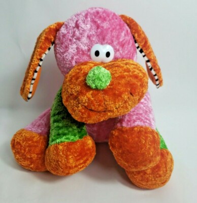 Sugarloaf Puppy Dog Neon Colors Plush Stuffed Animal 12'' Pink Orange Green