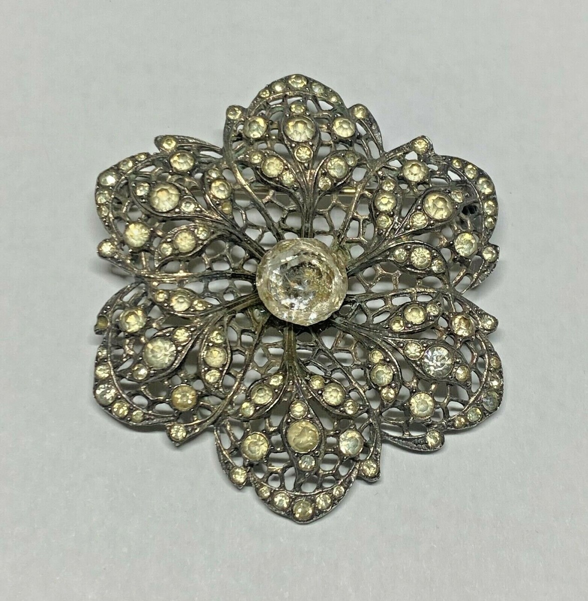 極美品  91 Brooch 925 Vintage Vintage Unique Style Brooch 925 Sterling Silver With Cubic
