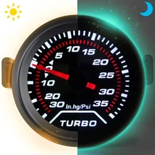 35 PSI Turbo Boost/Vacuum Gauge Meter Kit Includes Mechanical Hose & T-Fitting