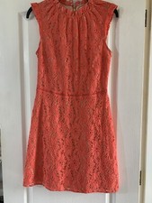 Oasis Dress Size 8 Coral Orange Lace Wedding Party Summer 